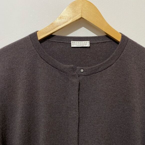 Brunello Cucinelli 100% Cashmere Colorblock 3/4 Sleeve Cardigan - Picture 8 of 9